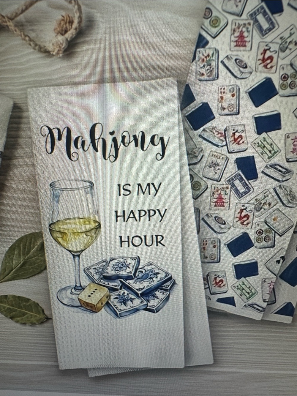 Mahjong kitchen towel set of two , new